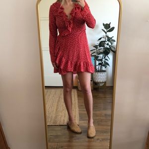 Red Starry Realisations Par Silk Dress